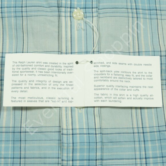 Vintage Polo Ralph Lauren Shirt Mens XL Blue Plaid Blaire Short Sleeve New - Picture 5 of 7